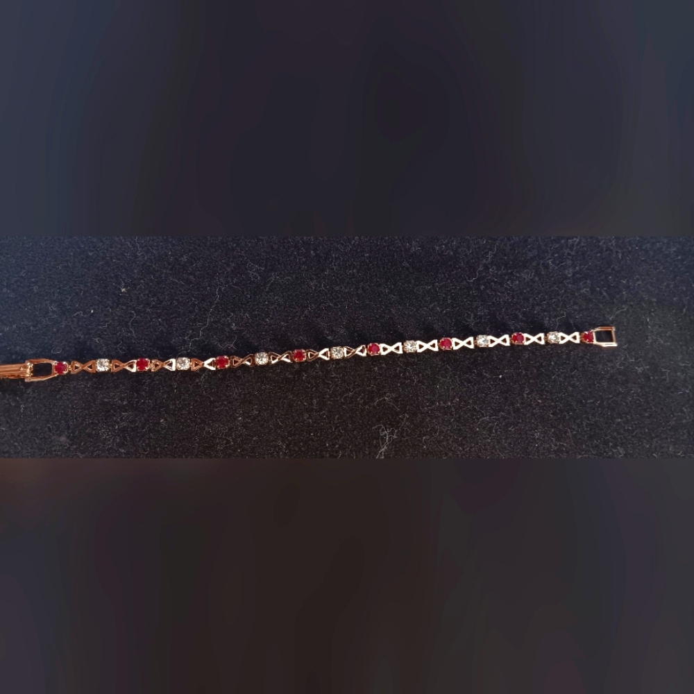 RUBY and DIAMOND AUSTRIAN CRYSTAL  6" BRACELET